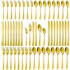 D.Perlla Posate Acciaio Inox per 8 Persone, Set Posate Oro da 48 Pezzi | Resistente Alla Ruggine, Lucidato A Specchio, Lavabile In Lavastoviglie, Include Cucchiai, Forchette E Coltelli Da Bistecca