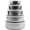 VOLURE Set di ciotole in acciaio inossidabile con coperchi | Argento 10-18 cm for cucinare, preparare cibi, conservare: set da 5 pezzi con coperchi