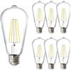 HUAMu Lampadine di Filamento a LED Attacco E27, ST64 Edison Vintage,4W EquivalentI a 40W, 400Lumen, Luce Bianca Fredda 6500K,Consumo Basso,Risparmio Energetico,Non Dimmerabile - Pacco da 6 Pezzi
