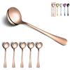 Kyraton Cucchiai da zuppa in oro rosa, Kyraton 6 pezzi cucchiai rotondi in acciaio inossidabile con placcatura in titanio oro rosa, cucchiaio da tavola, cucchiai, set di 6 posate.