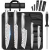 MOSFiATA Set di 8 Coltelli da Cucina in Acciaio Inox per Esterno con Custodia, Coltelli da Chef Affilati, Fodere per Lame, Asta per Affilare, Borsa da Trasporto per Campeggio e Viaggio