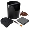 Cutefat Contenitore per Fondi di Caffè, Battifondi Caffè Acciaio Inox | Accessori Barista con Spazzola, Panno e Tappetino Silicone per Macchine Espresso, Casa e Bar