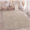 Paco Home Tappeto Soggiorno Camera-Da-Letto Pelo-Alto Scandinavo Boho Stile Geometrico Astratto Tinta-Unita Soffice 3D - 80x150 cm Beige
