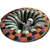 Generico Tappeto Illusion Halloween rotondo trapuntato a scheletro visivo 3D | Tappeto illusione ottica 3D senza fondo Halloween con supporto antiscivolo, tappeto con scheletro per soggiorno, ingresso