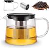 YNNHUDEEP Caraffa in vetro da 1,5 l con colino, teiera in vetro, infusore rimovibile per tè e caffè, coperchio in plastica per tè nero, tè alla frutta, tè profumato alle erbe