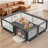 Gimars Recinto per Cuccioli 180 x 150 x 66 cm con Porta, per Cuccioli o Cani di Piccola Taglia, Box Robusto per Animali, Rete in Nylon Rinforzata, Uso Interno ed Esterno, Lavabile