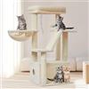 Taoqimiao Tiragraffi per Gatti, 98cm Stabile Albero Tiragraffi per Gattii con 1 Grotte, 1 Cestini, 4 Pali Graffiatoi, 1 piattaforme, Materiale di Flanella Morbida, Beige MS029SM