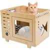 GAOUSD Casa per gatti capanna gatto cuccia per gatti interni con cuscino e 4 piedi di sostegno per gatti esterni, casa di gatto in legno, per soggiorno, camera da letto, animali domestici