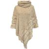 Rayson Poncho Donna Invernale Caldo a Collo Alto con Orlo Sfrangiato | Mantella con Perle,Lavorato a Maglia,Taglia Unica,per Autunno Inverno