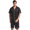Nanxson Pigiama da Uomo in Raso Manica Corta Due Pezzi Pigiama Estate Morbido Loungewear Bottoni Pigiami