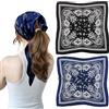 YAWYO Set di 2 foulard in raso, grandi bandane quadrate in nero e blu navy per donne e uomini, ideale per avvolgere i capelli e riposare