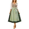 Generisch Dirndl per l'Oktoberfest, da donna, con chiusura lampo frontale, taglie forti, elegante, in stile retrò, colletto lungo, semplice, tradizionale e alla moda, per feste tradizionali, Oktoberfest