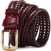 Elegantyl Cinture da uomo in pelle intrecciata Cinture a mano vintage per uomo Fibbia ad ardiglione in oro Casual per cintura di jeans