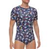 Somniumnight Pigiama intero per adulti, da uomo: cavallo a scatto, un pezzo, colore blu squalo, a maniche corte