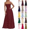 Generisch Abito da damigella d'onore in pizzo floreale jacquard, abito da damigella d'onore, elegante corsetto, spalline sottili, schiena scoperta, chiffon, abito da sera lungo, abito da ballo, abito da ballo