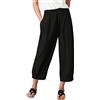 Eauptffy Pantaloni Pinocchietto Donna Estivi Pantaloni Lunghi Elastici in Lino di Cotone Tinta Unita Moda Donna Pantaloni da Spiaggia per Il Tempo Libero Pantaloni Corti Pantaloni 2024