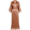 BABEYOND Coucoland - Accappatoio lungo da donna, tinta unita, con maniche in pizzo, per damigella d'onore, kimono in raso, biancheria da notte da donna, estiva