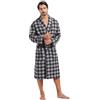 FashGudim Vestaglia da uomo leggera in cotone scozzese di bufalo con collo a scialle accappatoio kimono estivo