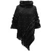Rayson Poncho Donna Invernale Caldo a Collo Alto con Orlo Sfrangiato | Mantella con Perle,Lavorato a Maglia,Taglia Unica,per Autunno Inverno
