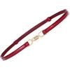 VONMELLI Cintura sottile da donna in finta pelle per abiti alla moda regolabile cintura sottile, Rosso, Fit Waist Size Below 46 Inches