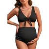 FEOYA Donna Incinta Costume Piscina Due Pezzi Termale Premaman Donna Costumi da Bagno Collo V Elegante Bikini Piscina Estivi Spiaggia da Mare Nero S