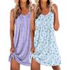 Ekouaer Camicia da Notte Donna Due Pezzi Senza Maniche S-XXL GP5 M | stampa raffinata, scollo a V, pieghe sul petto, vestibilità comoda, traspirante, ideale per le vacanze