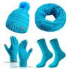 Baynetin Cappello a Maglia Beanie Sciarpa Touch Screen Guanti Set di Calze 4 Pezzi Invernale Beanie Hat Scaldacollo Calzini Ispessiti Touch Screen Guanti 4 in 1 Donne Sci Inverno Gita Set (Lakeland)