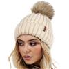 FURTALK Cappelli Invernali per Donne Doppio Strato in Pile Linea Beanie Hat con Bobble Pom Pom Cappelli