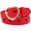 B-HOT Cintura da donna in stile retrò regolabile con foro a cuore, da donna, in pelle PU, con fibbia a cuore, per abito, Rosso, Taglia unica
