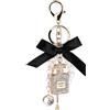 Yuiturt Ciondoli per borse da donna - Elegante portachiavi con fiocco con perle e strass, design bottiglia di profumo, ciondoli per borsa, portafoglio, portachiavi auto
