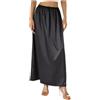 Generisch 2026 Costume da donna a mezza sottogonna in morbido raso, mezza sottogonna in pizzo, sottogonna lunga per sotto abiti, Nero , S
