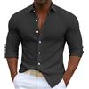 Generic Camicia da Uomo Casual a Righe Verticali, Manica Lunga, Colletto e Bottoni, Linea Moderna, per Spiaggia e Tempo Libero
