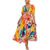 Cocila Sacca Abito Abito da Donna Francese a Maniche Corte con Stampa Floreale Colorata, Scollo a V, Maniche a Sbuffo, Vita Elastica, Abito Francese per Le Vacanze alla Moda Vestito Strass