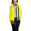 BLWSLC Sciarpa con nappe stampate a righe gialle e blu sciarpa in finto cashmere a pelo lungo adatta da indossare in autunno e in inverno