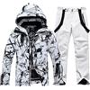 ALSOGO Tuta da sci da uomo, 2 pezzi, impermeabile, antivento, calda giacca da sci e pantaloni per sci, snowboard, arrampicata, BBW-bianco, XXL