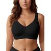SHEKINI Reggiseno da donna senza ferretto, senza cuciture, comodo scollo a V, bralette integrale, grande seno con supporto, comodo, reggiseno Jelly Bra con spalline larghe M-5XL