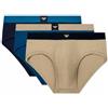 Emporio Armani Men's Essential LOGOLABEL 3-Pack Brief Blue XL