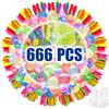 Gigquake 666 bombe ad acqua autosigillanti, colorate, gonfiaggio rapido, giocattolo per bambini, attività all'aperto, per giochi d'acqua, piscina, spiaggia, feste estive