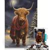 JIANGENNF Puzzle per adulti da 1000 pezzi con mucca delle Highlands natalizia gioco rilassante decorazione per la casa regalo di compleanno 38x52cm