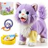 OR OR TU Giocattolo Gatto che Cammina e Miagola per Bambini, Gatto di Peluche Elettronico con Telecomando, Miagola, Muove la Coda e Tira Fuori la Lingua, Gatto Domestico Elettronico Interattivo