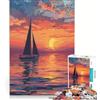 JIANGENNF Puzzle per adulti da 1000 pezzi con yacht oceano e tramonto gioco rompicapo per divertimento in famiglia per rafforzare l'amore tra le coppie 38x26cm