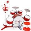 Bakaji Batteria Musicale Giocattolo Luci e Suoni con 5 Tamburi 2 Piatti Microfono Pianola Piatto DJ Sgabello e Lettore MP3 Entrata Aux per Smartphone e Tablet