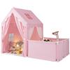 HOMASIS 2 in 1 Tenda per Bambini da Interno con Recinto, Parco Giochi con Finestre, Luci Stellari e Tappeto, per Bambini di 3+ Anni, 177 x 97 x 136 cm (Rosa)