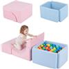 LIFEZEAL Blocchi da Costruzione in Schiuma per Bambini 3+ Anni (4 pz) | Set Giocattolo per Arrampicata e Strisciamento con Piscina di Palline e Copertura Staccabile, Set Giochi Morbido da Interno
