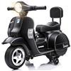 Garvee Moto Elettrica per Bambini Mini Vespa Scooter Motorino Elettrico 6V | Schienale, Fari Luminosi, Musica, Clacson, Rotelle di Supporto, Velocità 3 km/h, 67x57x40 cm, per Bambini 3+ Anni, Nero