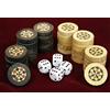 Elessar Backgammon DAMA - Pietre a mosaico in legno, realizzate a mano, 30 pezzi, con 4 pietre cubi (diametro 26 mm)