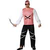 Atosa Costume Pirata Corsaro Uomo Adulto Rosso Bianco A Righe Con Fazzoletto Teschio Festa Di Carnevale E Halloween