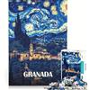 JIANGENNF Puzzle da 1000 pezzi per adulti, Granada, Spagna - Stile Notte Stellata, giocattolo fai da te, passatempo ideale per le vacanze a casa, compleanni e altre occasioni 38x26cm