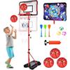 Herenear Canestro da Basket per Bambini, Altezza Regolabile 107-193 cm, 2 in 1 Basket e Freccette, Interno ed Esterno, Portatile con Base Zavorrabile, per Bambini dai 3 agli 8 Anni (Arancione)