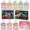 ZMLM Scratch Art Bambini, 24 Libri Libricini Regalo Fine Festa, Scratch Painting Paper Set con 26 Stilo in Legno, 24 Righelli Modello, Fogli Neri da Grattare per Regalini Fine Festa Compleanno Ragazze